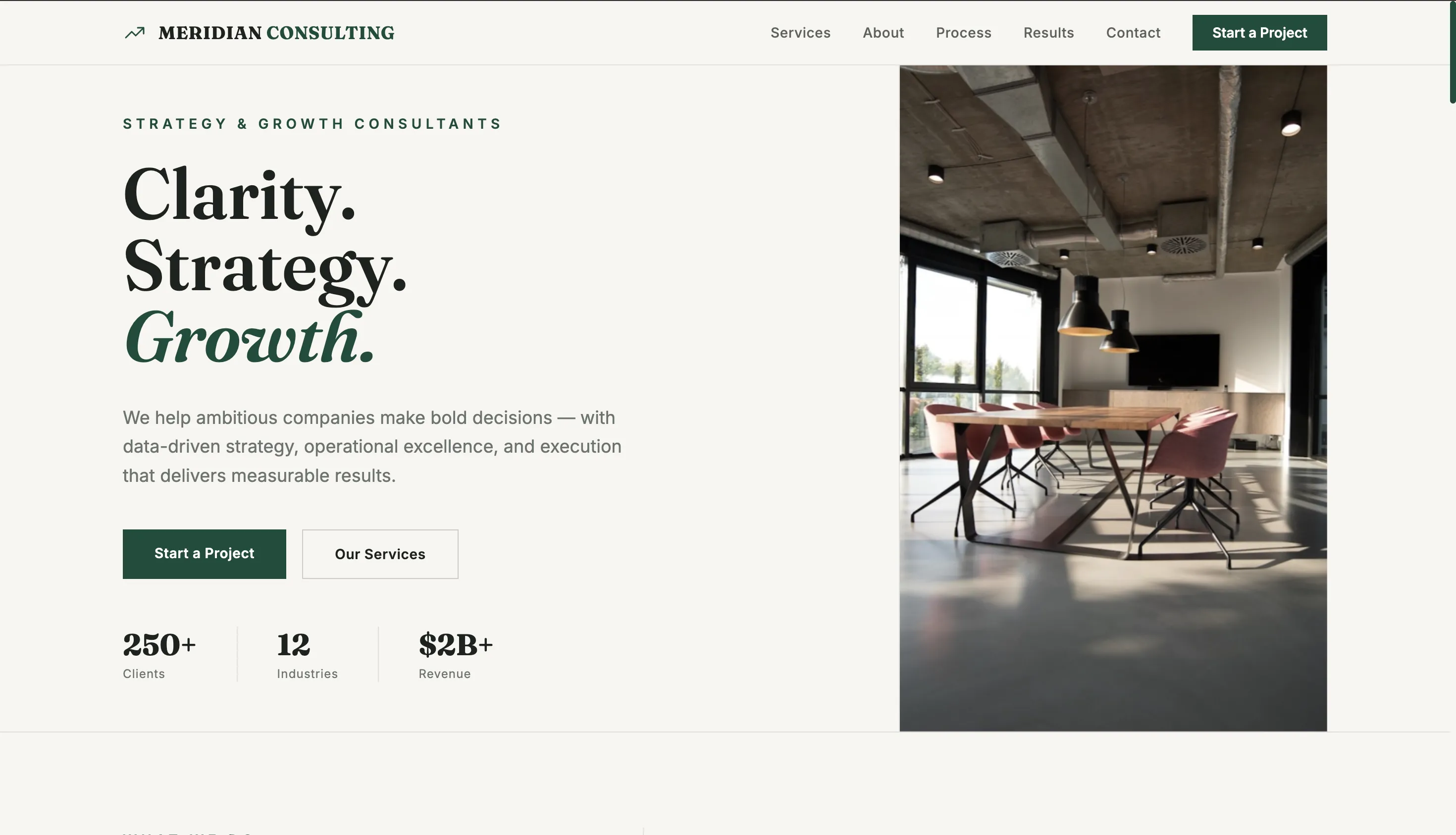 Landing Page Meridian Consulting