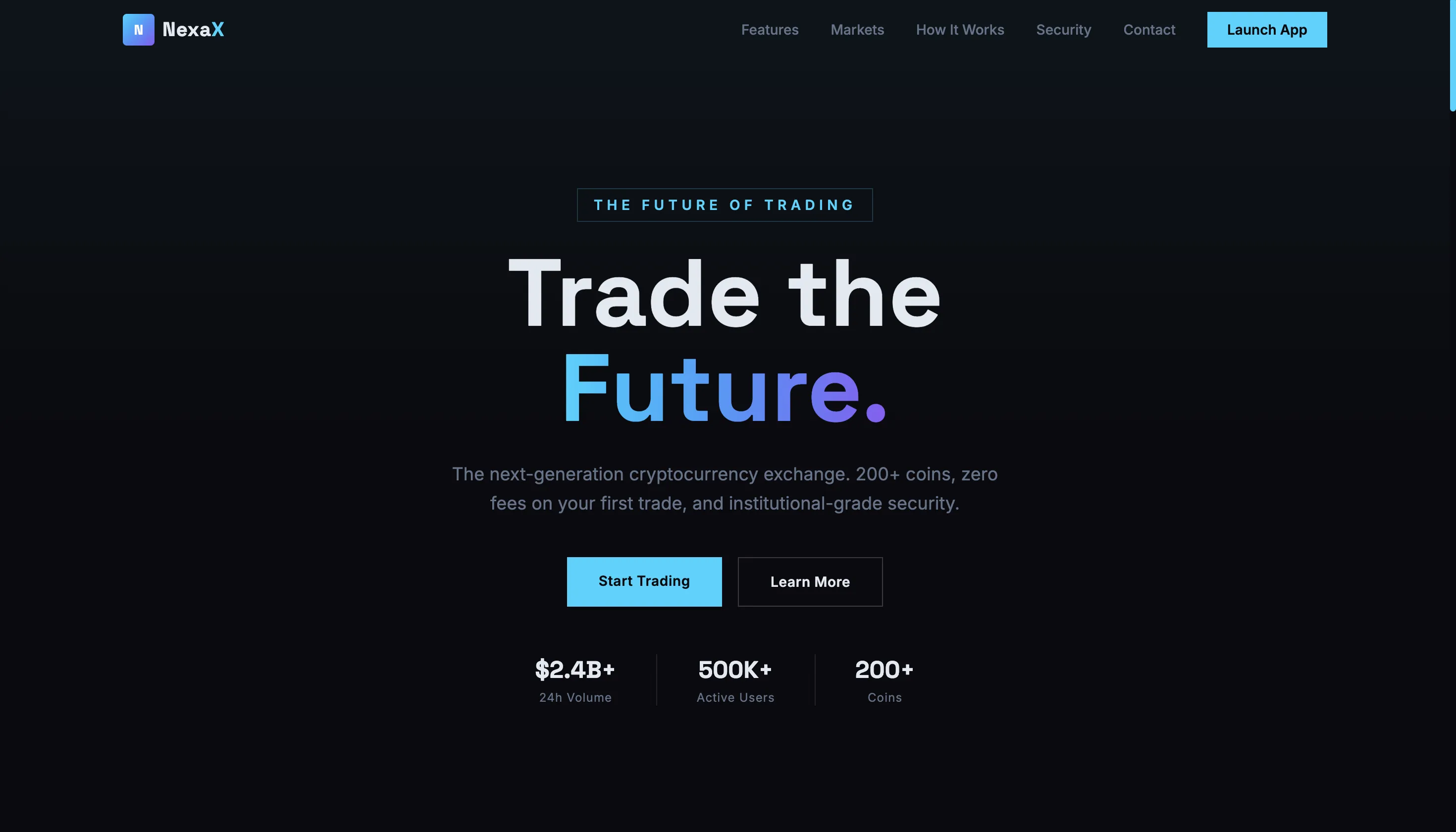 Landing Page NexaX Crypto Exchange