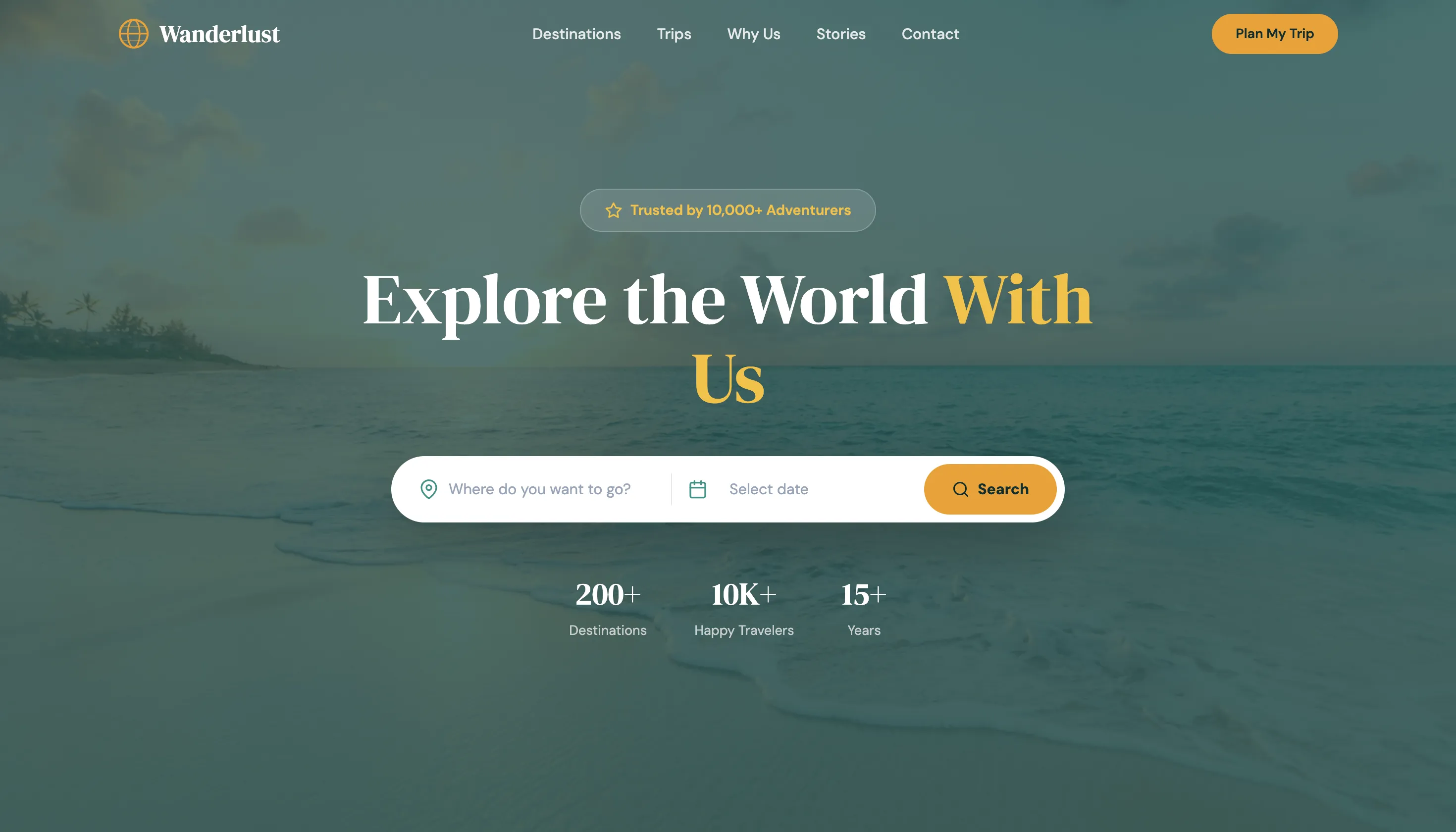 Landing Page Wanderlust Travel