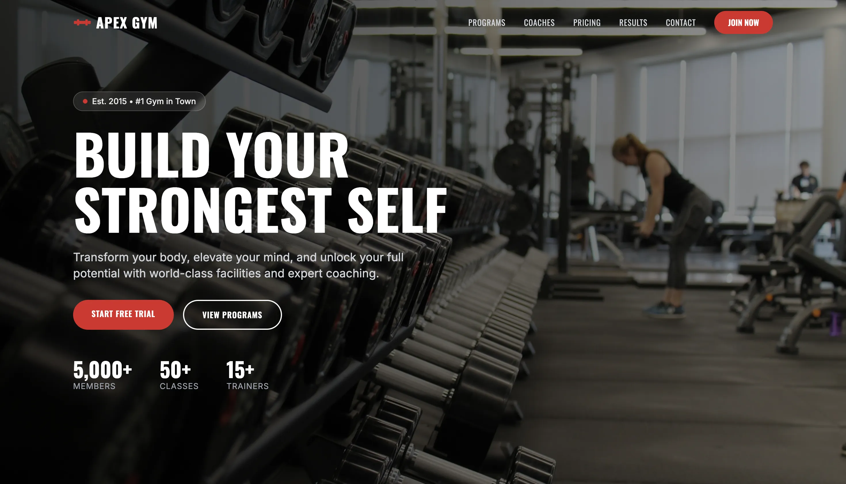 Landing Page Apex Gym